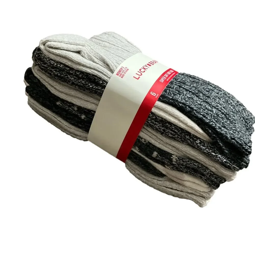 Lucky Brand Women's Boot Socks 6 pair Black NEW